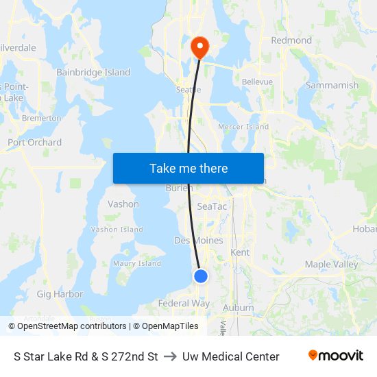 S Star Lake Rd & S 272nd St to Uw Medical Center map