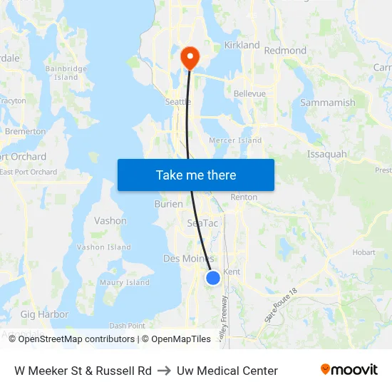 W Meeker St & Russell Rd to Uw Medical Center map
