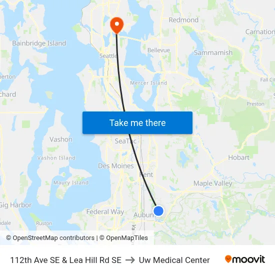112th Ave SE & Lea Hill Rd SE to Uw Medical Center map