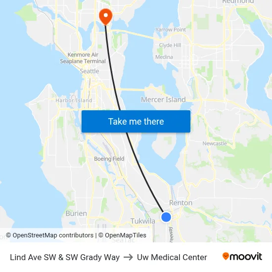 Lind Ave SW & SW Grady Way to Uw Medical Center map