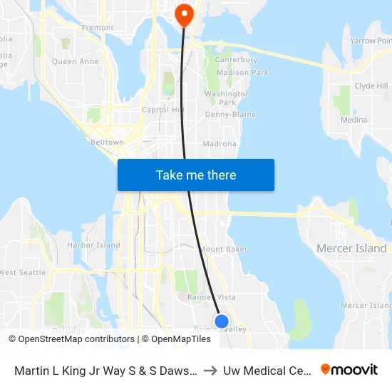 Martin L King Jr Way S & S Dawson St to Uw Medical Center map