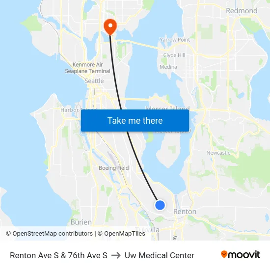 Renton Ave S & 76th Ave S to Uw Medical Center map