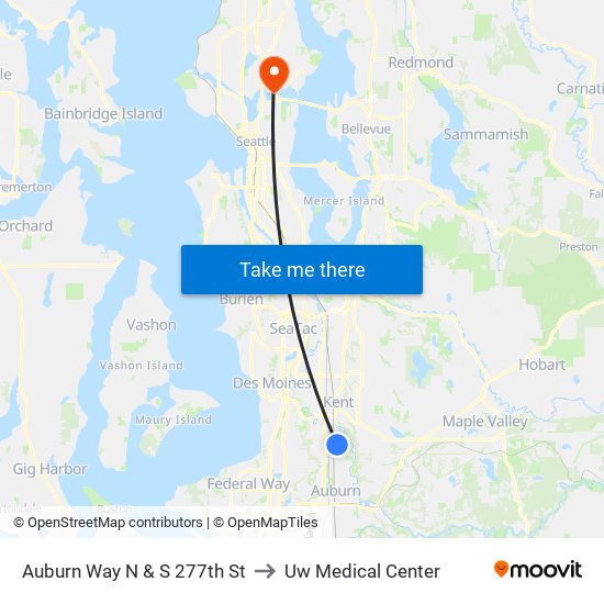 Auburn Way N & S 277th St to Uw Medical Center map