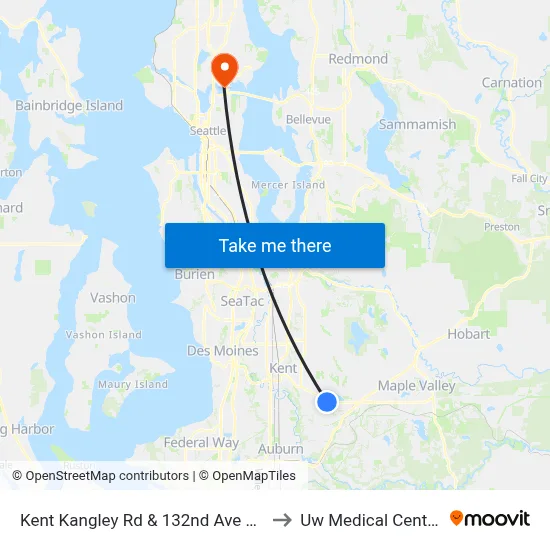 Kent Kangley Rd & 132nd Ave SE to Uw Medical Center map