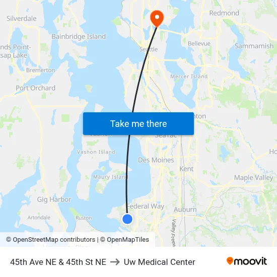 45th Ave NE & 45th St NE to Uw Medical Center map