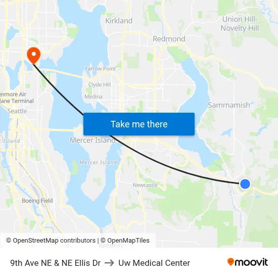 9th Ave NE & NE Ellis Dr to Uw Medical Center map