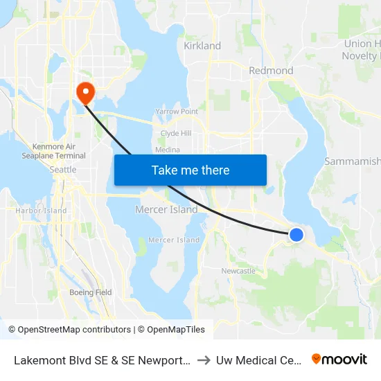 Lakemont Blvd SE & SE Newport Way to Uw Medical Center map