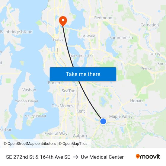 SE 272nd St & 164th Ave SE to Uw Medical Center map