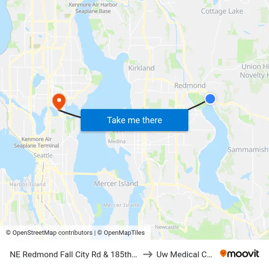 NE Redmond Fall City Rd & 185th Ave NE to Uw Medical Center map