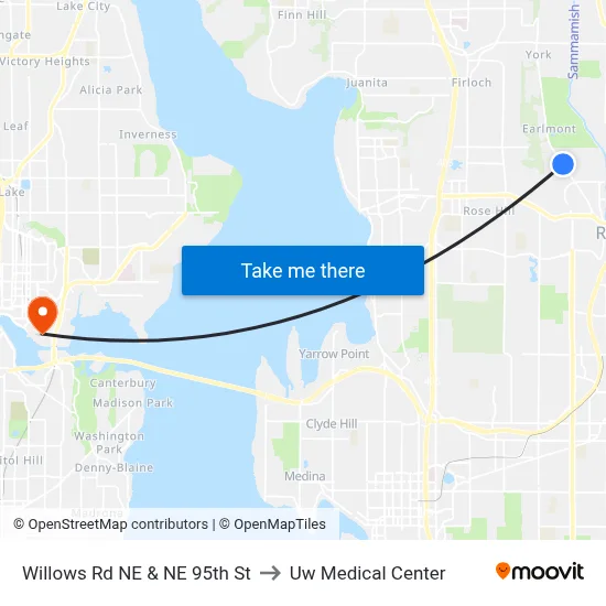 Willows Rd NE & NE 95th St to Uw Medical Center map