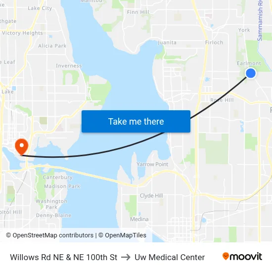 Willows Rd NE & NE 100th St to Uw Medical Center map