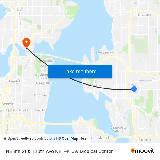 NE 8th St & 120th Ave NE to Uw Medical Center map