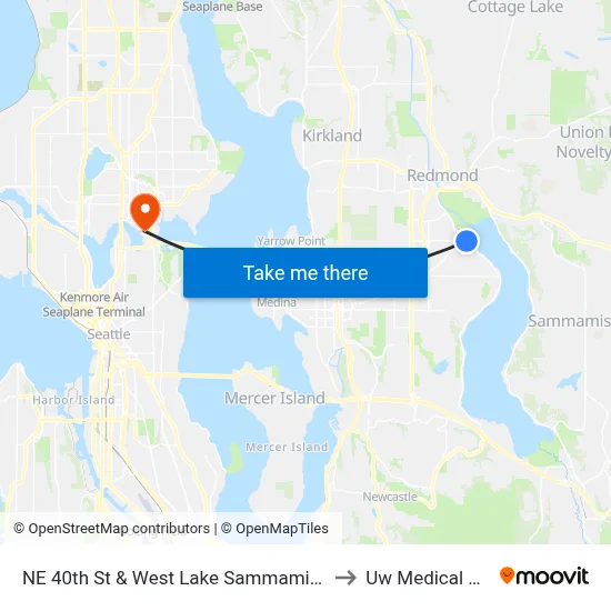 NE 40th St & West Lake Sammamish Pkwy SE to Uw Medical Center map