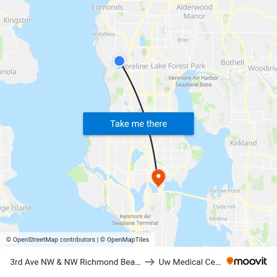 3rd Ave NW & NW Richmond Beach Rd to Uw Medical Center map