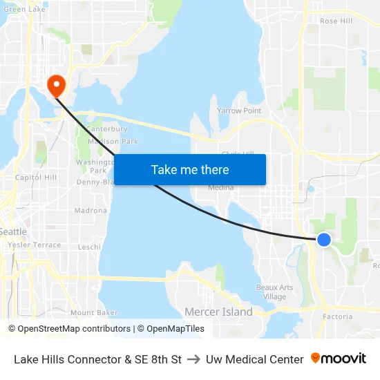 Lake Hills Connector & SE 8th St to Uw Medical Center map