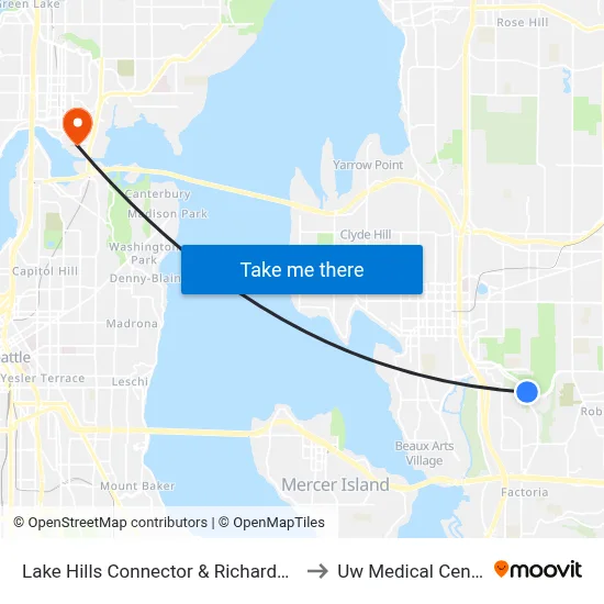 Lake Hills Connector & Richards Rd to Uw Medical Center map