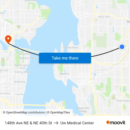148th Ave NE & NE 40th St to Uw Medical Center map