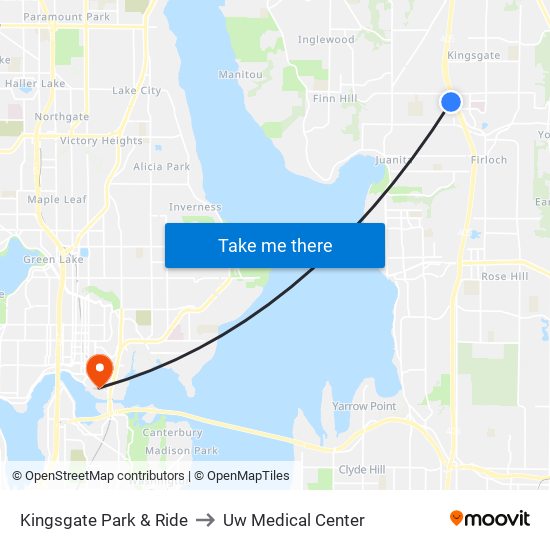 Kingsgate Park & Ride to Uw Medical Center map