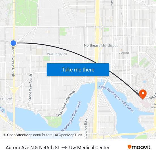 Aurora Ave N & N 46th St to Uw Medical Center map