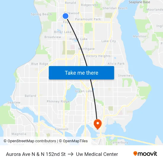 Aurora Ave N & N 152nd St to Uw Medical Center map