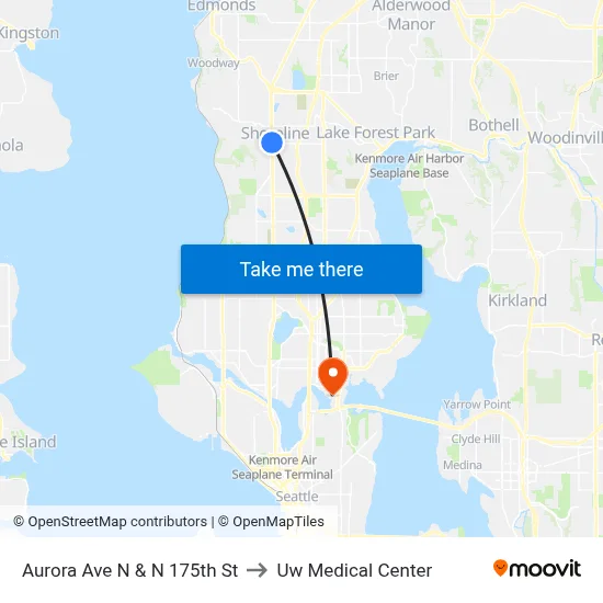 Aurora Ave N & N 175th St to Uw Medical Center map