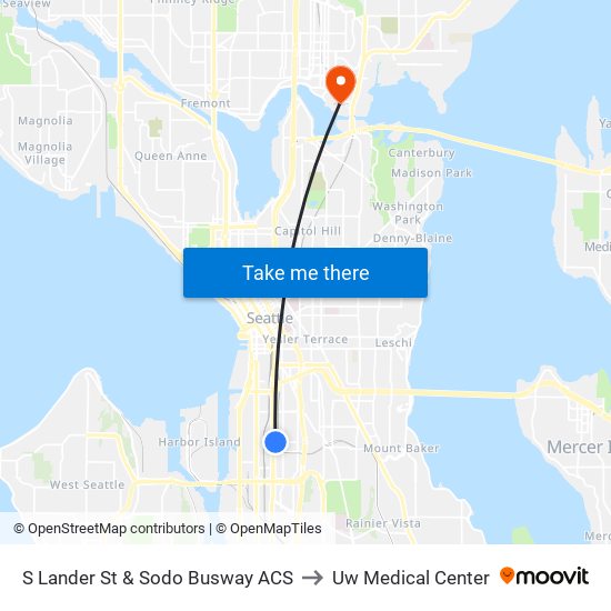 S Lander St & Sodo Busway ACS to Uw Medical Center map