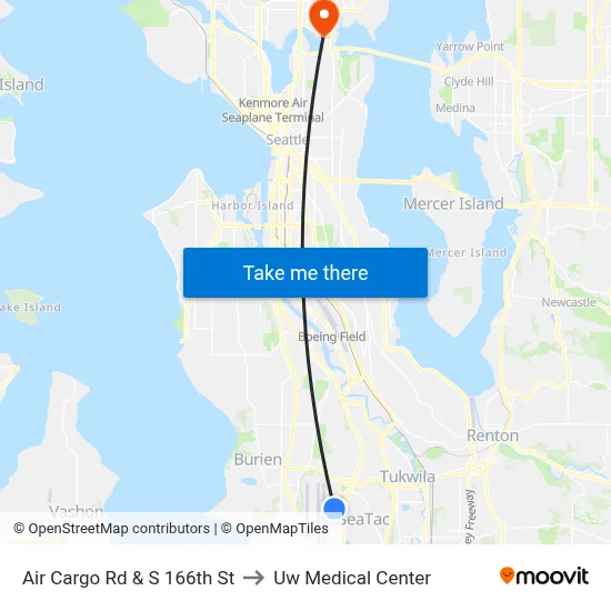 Air Cargo Rd & S 166th St to Uw Medical Center map