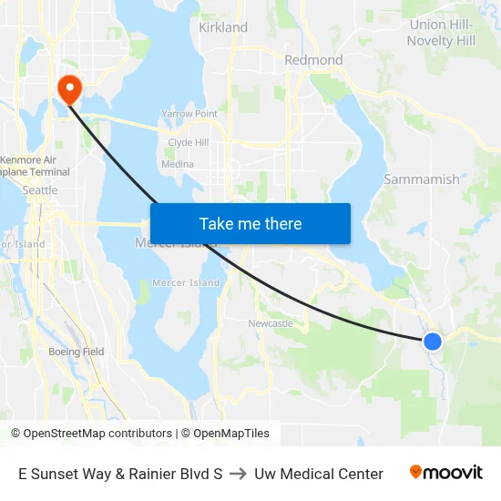 E Sunset Way & Rainier Blvd S to Uw Medical Center map