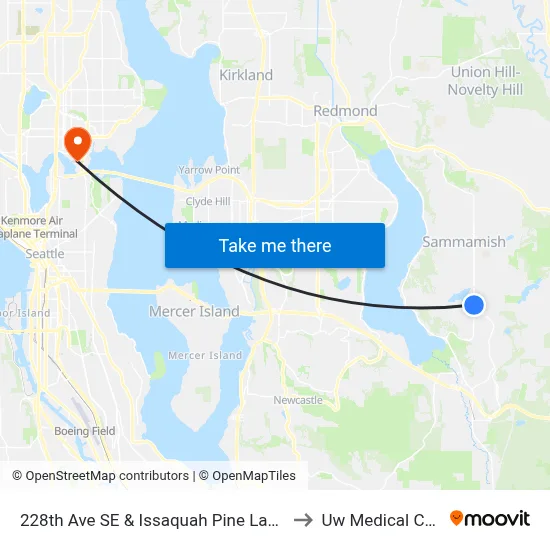 228th Ave SE & Issaquah Pine Lake Rd SE to Uw Medical Center map