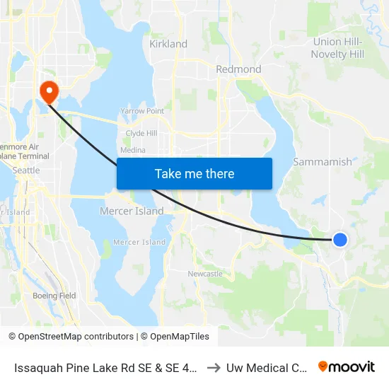 Issaquah Pine Lake Rd SE & SE 47th Way to Uw Medical Center map