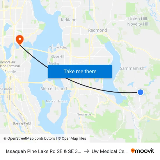 Issaquah Pine Lake Rd SE & SE 37th Pl to Uw Medical Center map
