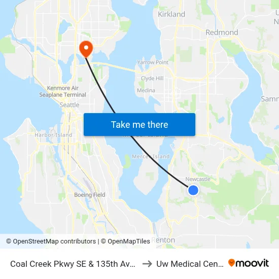 Coal Creek Pkwy SE & 135th Ave SE to Uw Medical Center map