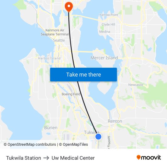 Tukwila Station to Uw Medical Center map