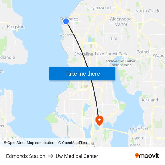 Edmonds Station to Uw Medical Center map