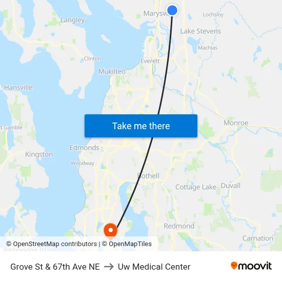 Grove St & 67th Ave NE to Uw Medical Center map