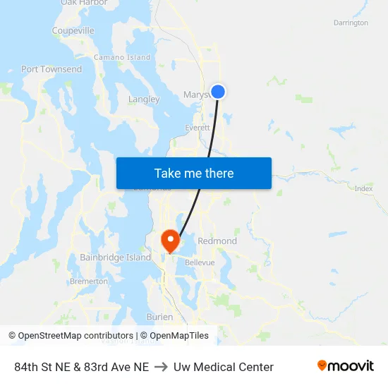 84th St NE & 83rd Ave NE to Uw Medical Center map