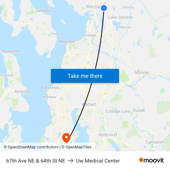 67th Ave NE & 64th St NE to Uw Medical Center map