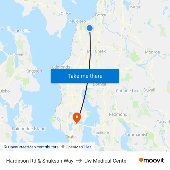 Hardeson Rd & Shuksan Way to Uw Medical Center map
