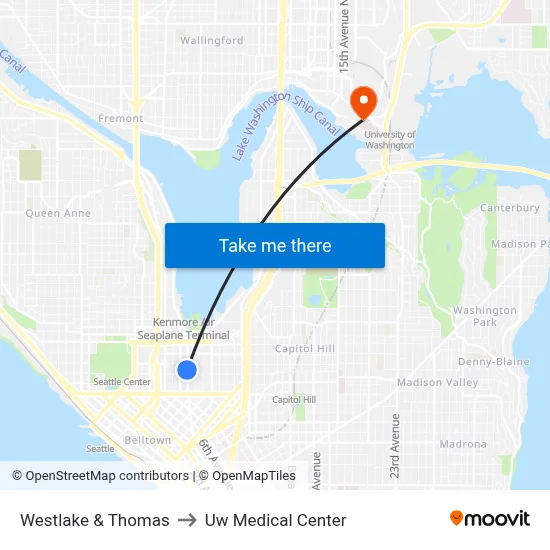 Westlake & Thomas to Uw Medical Center map