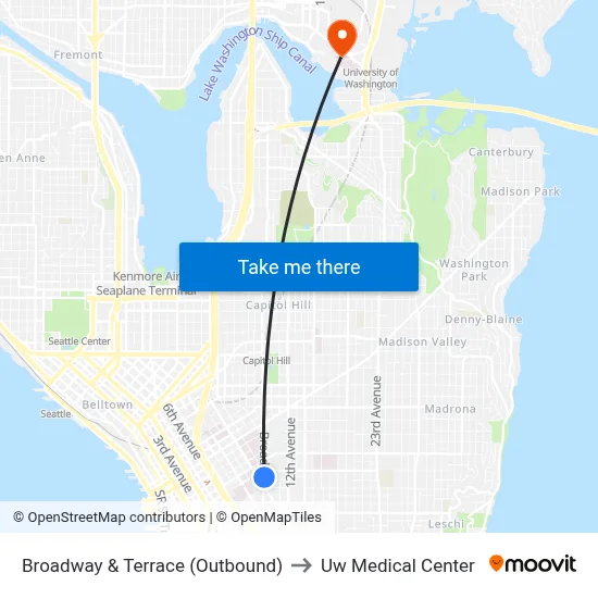Broadway & Terrace  (Outbound) to Uw Medical Center map
