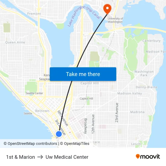 1st & Marion to Uw Medical Center map