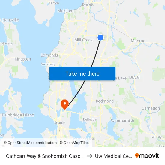 Cathcart Way & Snohomish Cascade Dr to Uw Medical Center map
