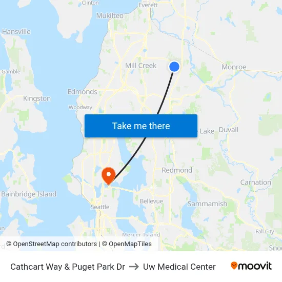 Cathcart Way & Puget Park Dr to Uw Medical Center map