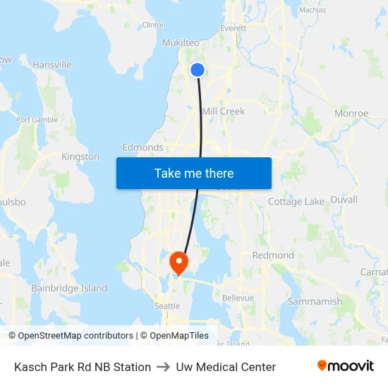 Kasch Park Rd NB Station to Uw Medical Center map