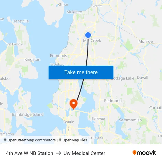4th Ave W NB Station to Uw Medical Center map