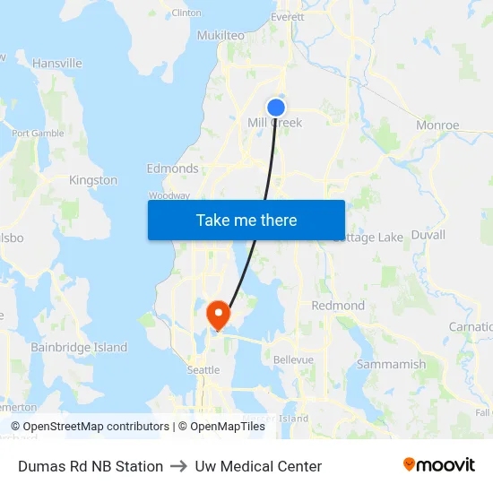 Dumas Rd NB Station to Uw Medical Center map