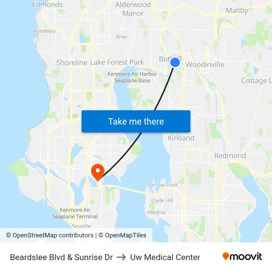 Beardslee Blvd & Sunrise Dr to Uw Medical Center map