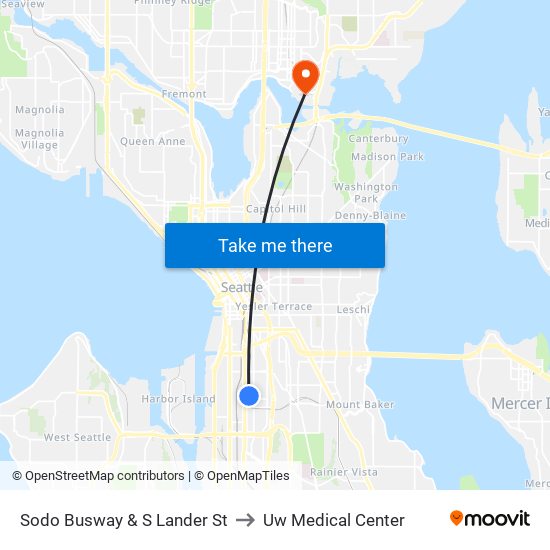 Sodo Busway & S Lander St to Uw Medical Center map