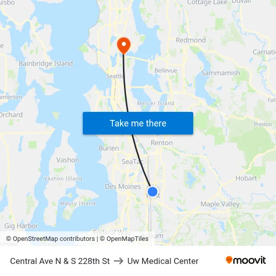 Central Ave N & S 228th St to Uw Medical Center map