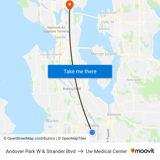 Andover Park W & Strander Blvd to Uw Medical Center map